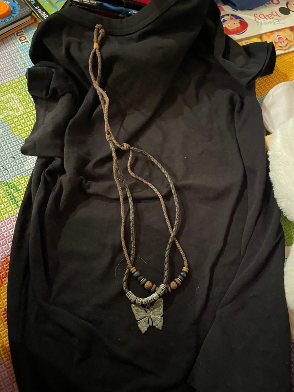 Vintage Handmade Brown Butterfly Pendant Necklace - Unbranded